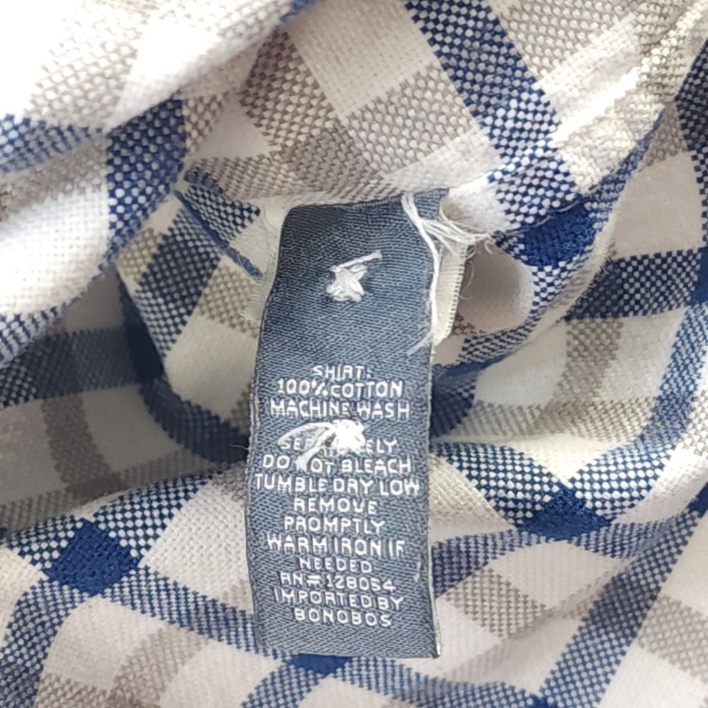 Bonobos Shirt Mens Medium Blue‎ Gray Check Long Sleeve Button Down Cotton Pocket - Picture 7 of 9